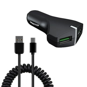 36W Fast Car Charger for iPhone 16/Pro/Max/Plus - 2-Port USB Coiled Cable Type-C Quick Charge DC Socket for iPhone 16/Pro/Max/Plus