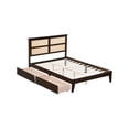 thumbnail image 7 of Full Size Bed Frame with Rattan Headboard,Two Storage Drawers,and Enhanced Support Slats,Rubber Wood,78.8"x57.3"x40.8",Espresso, 7 of 7