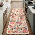 thumbnail image 2 of WIPONKEN 2x6 Floral Area Rugs Machine Washable Non-Slip Botanical Scalloped Rug for Living Room Bedroom, Modern Farmhouse Floor Mat with Vintage Flowers Pattern, Home Decor Indoor Low Pile Beige, 2 of 9