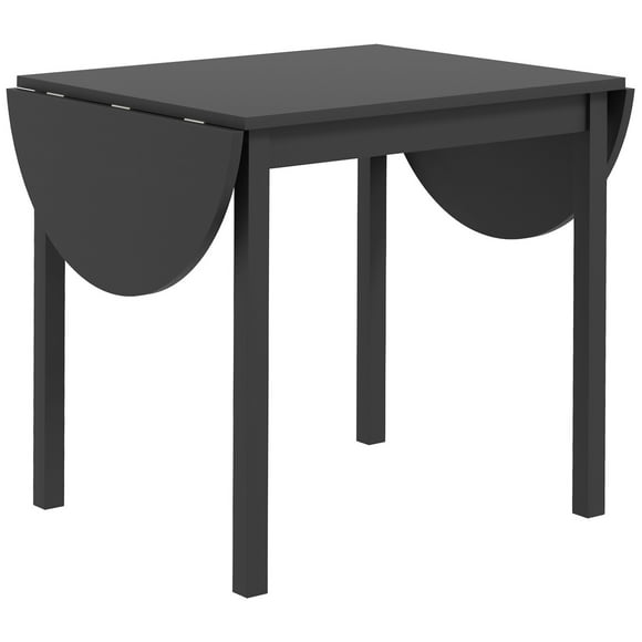 HOMCOM 55" Wood Kitchen Table, Drop Leaf Tables for Small Spaces, Black