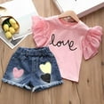 thumbnail image 2 of Gubotare Baby Girl Clothes Summer Outfits Baby Girls Casual Clothes Short Sleeve T-Shirt + Bottoms Shorts 2PCS Summer Outfits 6T 7T (Pink,6-7 Years), 2 of 8