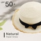 thumbnail image 3 of Sombrero de paja para mujer con circunferencia de 56-58 cm, sombrero para el sol, protector solar, para exteriores, con lazo, sombrero de copa plana, sombrero de playa, sombrero para el sol, 3 of 5