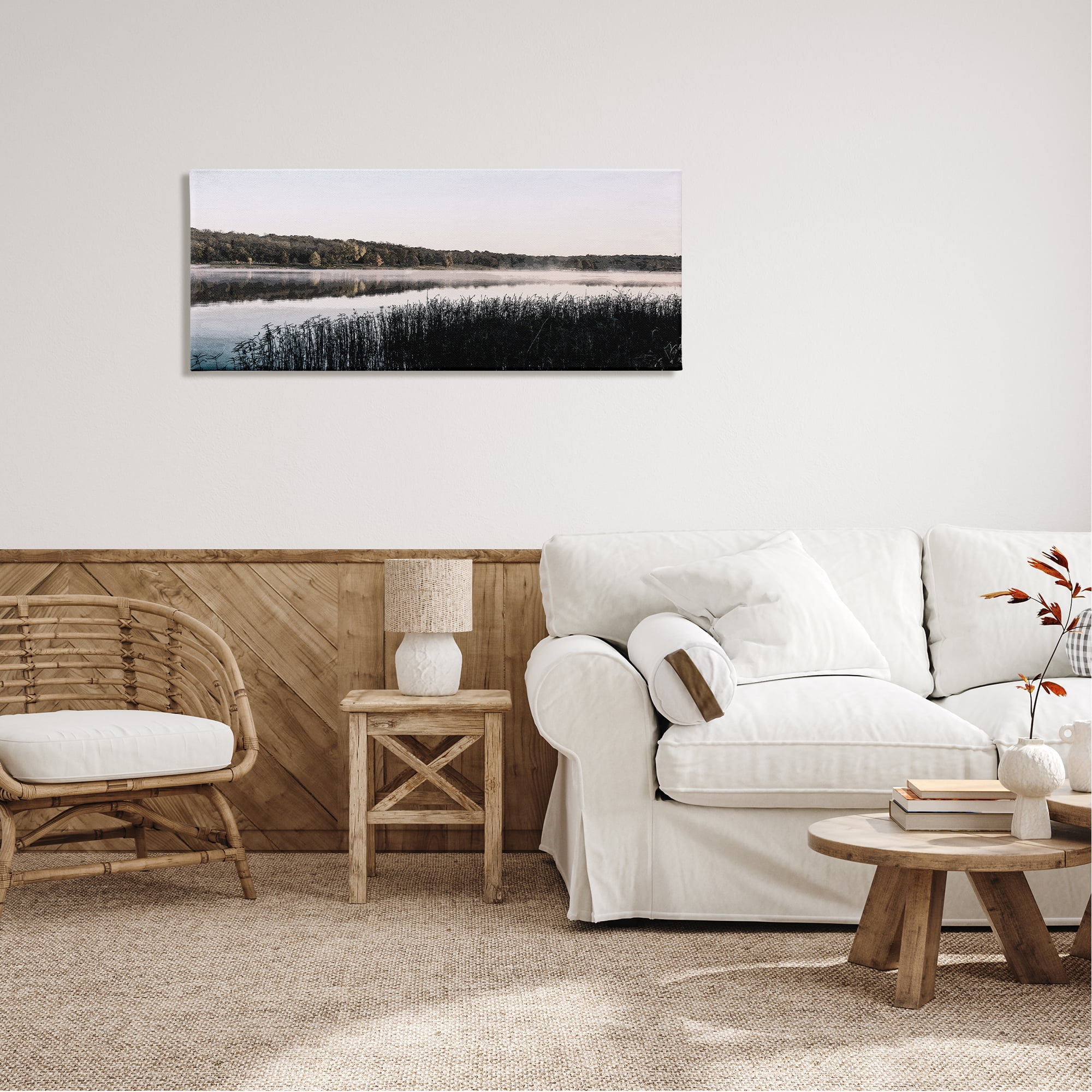 Stupell Industries Waterfront Reeds Landscape Landscape Photography Gallery Wrapped Canvas Art Print Wall Art, 48 x 20
