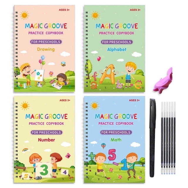 4pcs Magic Practice Copybook Kids Calligraphy Copybook Handwriting Copybook Set for Learning