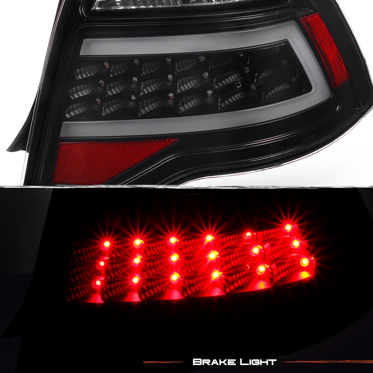 AKKON - For 2010-12 Ford Fusion Full LED Daytime Running Lamp Bar Tail Lights Black Housing Clear Lens Set