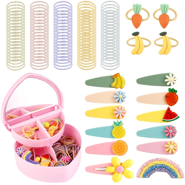 Children Hair Accessories Cute Assorted Color Hair Ties Snap Hair Clips with Box