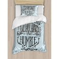 thumbnail image 3 of Modern Duvet Cover Set, Work Hard Stay Humble Words Theme Inspirational Display, Decorative 3 Piece Bedding Set with 2 Pillow Shams, Queen Size, Blue Grey Charcoal Grey, by Ambesonne, 3 of 3