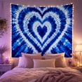 thumbnail image 2 of Nested Hearts with Blue Tie Dye Sunburst Radiating Outward, Whimsical Psychedelic for Nature Lovers, Abstract Wall Art Decor, Housewarming Gift, Tapestry Wall Hanging for Bedroom and Dorm, 2 of 7