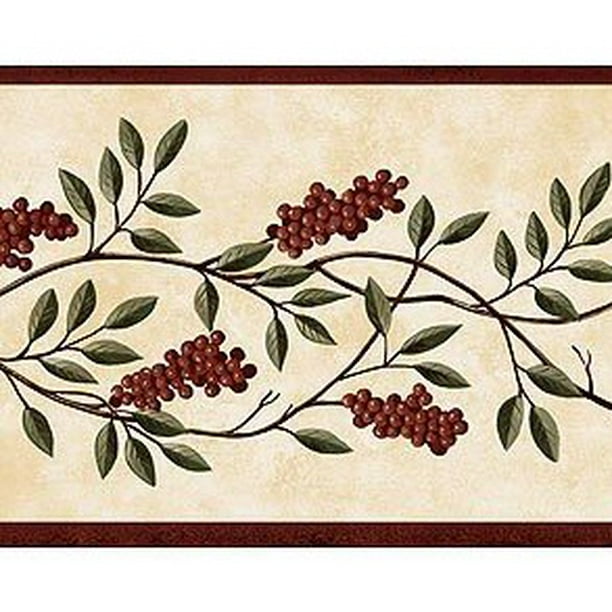 878648 Burgundy Berry Vine Wallpaper Border FAM65251b