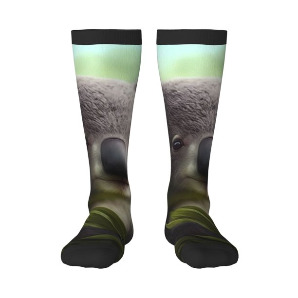 Fotbe Daisy Koala Calcetas Divertidas Estampadas para Hombre y Mujer, Calcetas de Algodón hasta la Rodilla para Caminar, Correr, Enfermería y Embarazo