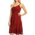 thumbnail image 4 of Sakkas Stonewashed Rayon Adjustable Spaghetti Straps Mid Length Dress - Red - 1X/2X, 4 of 6