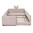 thumbnail image 2 of YYAo Full Size Modern Platform Bed with Protective Safety Rails, Pocket Spring Foundation, Upholstered Headboard and Boucle Fabric Design, Pink, 2 of 8