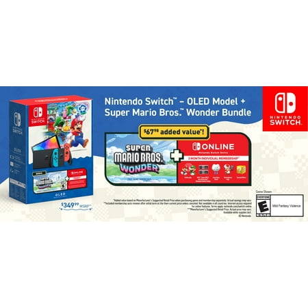 Nintendo Switch – OLED Model + Super Mario Bros. Wonder Bundle - Red and Blue