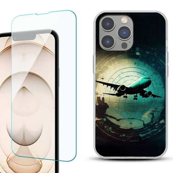 OneToughShield ® for iPhone 15 Pro Shockproof Phone Case, with Tempered Glass Screen Protector - Flight Tracker