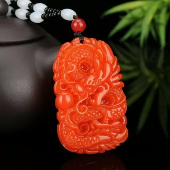 GKNET Natural red jade pendant Necklace Delicate Jewelry Men Women Gifts dragon Amulet jade