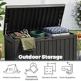 thumbnail image 5 of Decksplore 100 Gallon Outdoor Deck Box, Waterproof Woodgrain Resin Patio Storage Bench with Lockable Lid for Backyard, Poolside & Garden, Black, 5 of 9