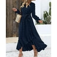 thumbnail image 3 of FreshPretty Womens Boho Cocktail Maxi Dress Fall Fashion V Neck Long Sleeve Swiss Dot Flowy Slit Wedding Guest Dresses, 3 of 6