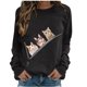 thumbnail image 1 of Mujeres Casual Tops Moda O-cuello Gato Impreso Sudadera Blusa Gegular Pollover Pompotops gfhjh3487, 1 of 4