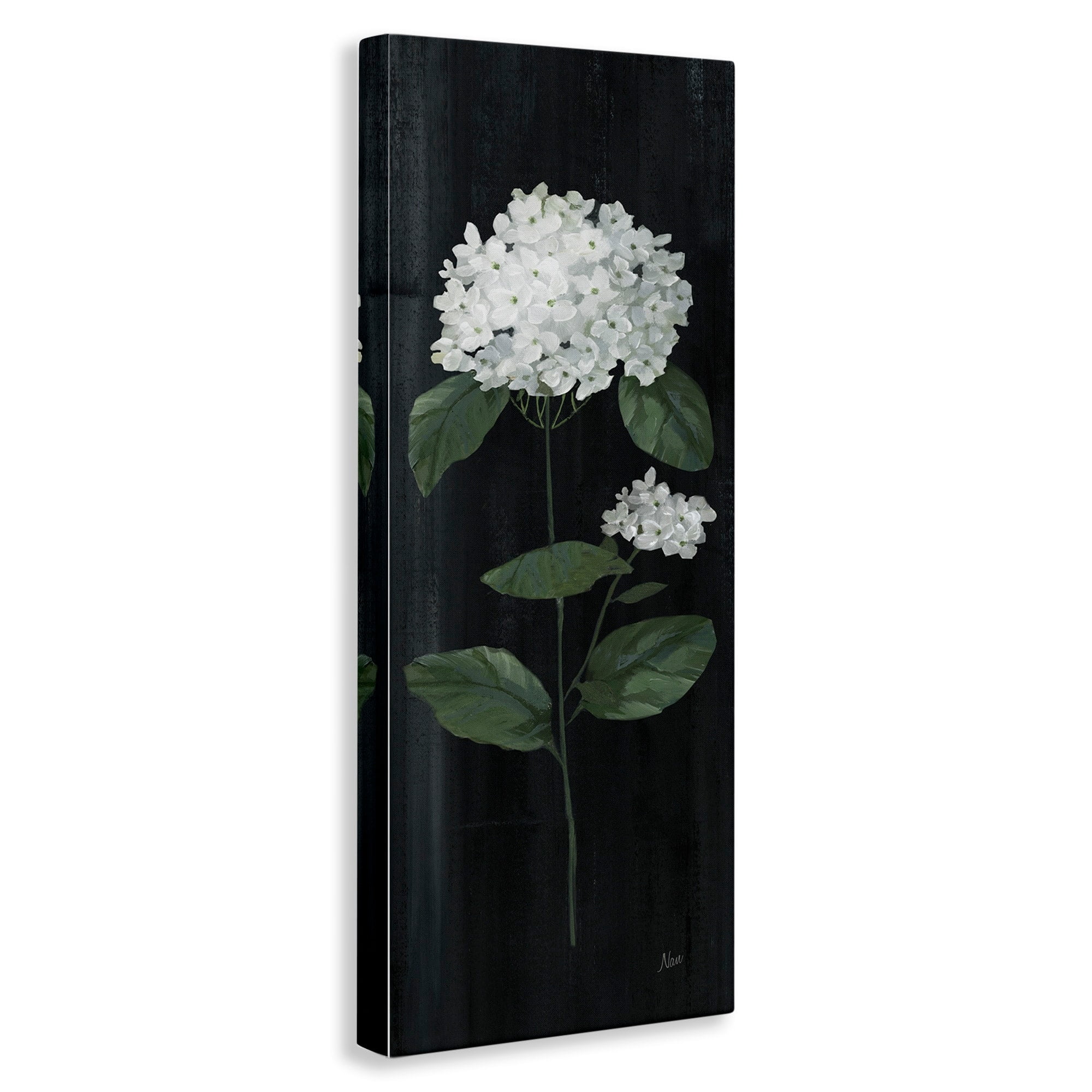 Stupell Industries Hydrangea Flower Blossom Distressed Dark Background Painting Gallery Wrapped Canvas Print Wall Art, Design by Nan