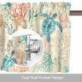 thumbnail image 6 of Teal Sea Turtle Starfish Valance Curtain Summer Beach Coral Shell Vintage Window Valances Rod Pocket Short Curtains Window Treatments for Kitchen Bedroom Bathroom Laundry 60" x 14", 6 of 9