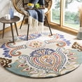 thumbnail image 2 of SAFAVIEH Bella Meriel Southwestern Wool Area Rug, Ivory/Teal, 3' x 3' Round, 2 of 9