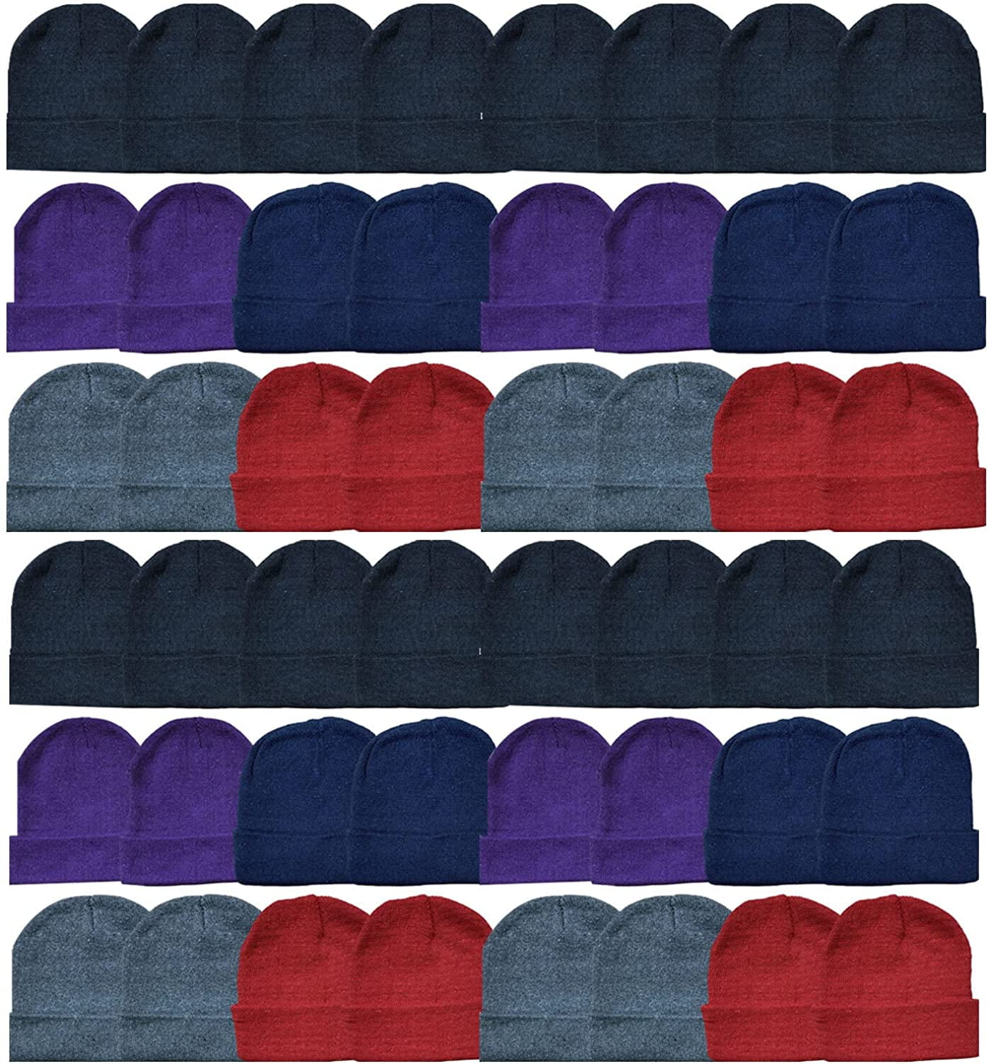 60 Pack of Yacht & Smith Wholesale Beanies, Bulk Thermal Winter Hat for Kids