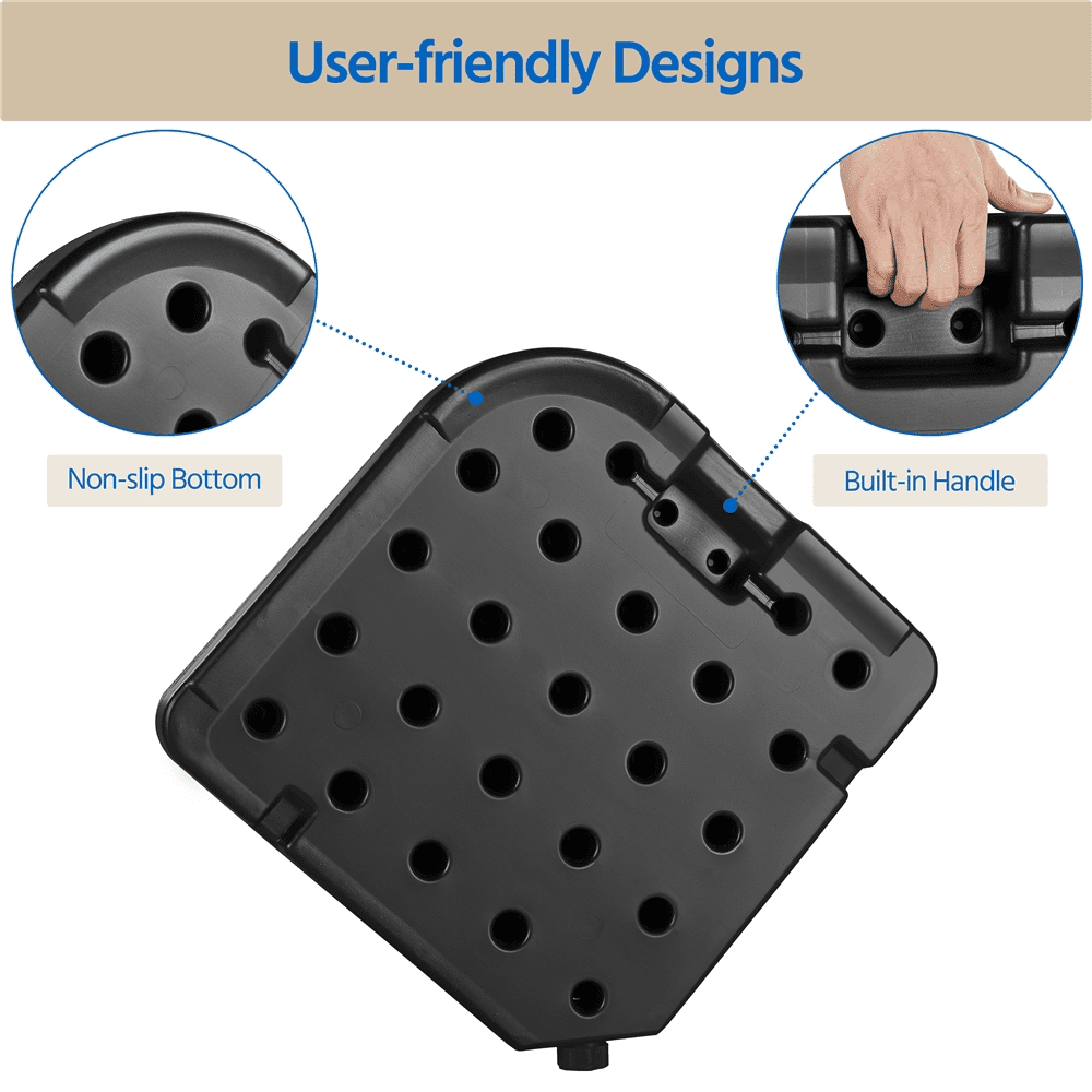 Renwick 53L 4-Piece Fillable Cantilever Umbrella Base, Heavy-Duty HDPE, Black
