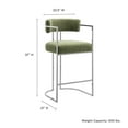 thumbnail image 3 of Counter Stool Chair, Silver Green, Fabric, Metal, Bar Pub Cafe Bistro Dining Kitchen Hospitality Restaurant, Modern Contemporary, HB37850, 3 of 10
