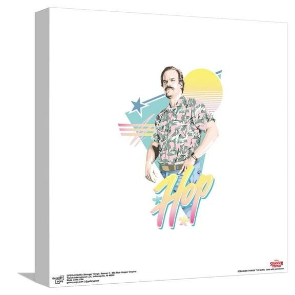 Gallery Pops Netflix Stranger Things: Season 3 - 80s-Style Hopper Graphic Canvas Wall Art, Unframed Version, 12" x 12"