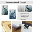 thumbnail image 6 of ZHONGYUTONG Peacock Wall Art Set of 2 Blue Peacock Pictures Wall Decor Elegant Peacock Painting Beautiful Animal Poster Canvas Prints Home Decor Frame (24"x36"x2PCS), 6 of 6
