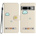 thumbnail image 6 of for Google Pixel 7 Pro Lovely Cartoon Pattern Wallet Flip PU Leather Case, with Wrist Strap / Credit Card Slots / Photo Slot / Cash Pocket Kickstand Cute Phone Cover for Google Pixel 7 Pro, Beige, 6 of 8