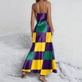 thumbnail image 4 of Gytharion Satin Nightgowns for Women Fashion Plaid Print V-Neck Spaghetti Strap Maxi Sleepdress Soft Comfy Sleeveless Cami Nightdress Summer Casual Side Split Holiday Pajama Dress, 4 of 7