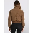 thumbnail image 4 of DARING DIVA Women's Outwear Baggy Padded Cropped Bomber Jacket S Brown, 4 of 6