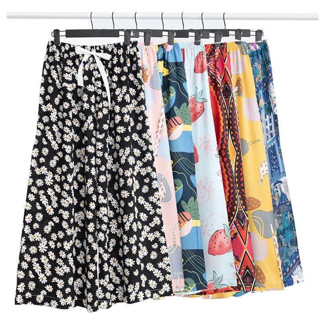 Pantalones de pijama de algodón de verano para mujer, pantalones holgados de talla grande, de pierna ancha, pantalones hasta los tobillos, prendas de vestir exteriores para mujer, algodón