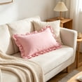 thumbnail image 2 of Ruffled Lumbar Pillowcase 12x20 Inch Cotton Cushion Cover with Hidden Zipper Farmhouse Bedding Decor(30x50cm), 2 of 4