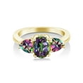 thumbnail image 2 of Gem Stone King 2.78 Ct Oval Green Mystic Topaz 18K Yellow Gold Plated Silver Ring, 2 of 4