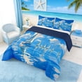 thumbnail image 2 of Manfei Oil Painting Sailboat Full Size Comforter Sets for Kids Boys and Girls, Nautical Themed Bedding Sets, Navy Reversible 3pcs, 1 Comforter and 2 Pillowcases, 2 of 6