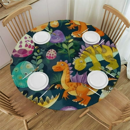 

Eggs Pattern Round Table Cover Stain Resistant Washable Indoor Outdoor Tablecloth Kitchen Dining Wedding Parties 100% Polyester Fiber 54-58