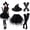Black, variant on Halloween Witch Costumes for Women Teens Gothic Cosplay Witch Hat Tutu Skirt Striped Knee High Socks Arm Warmers Set Black