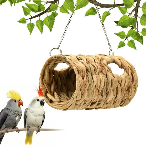 Ashosteey Hanging Hummingbird House -Friendly Birds Cages Nest Roosting,Grass Bird Hut,Hanging Bird House,Cozy Resting Place,100% Natural Fiber,Ideal for Birds - Provides shelter from Cold Weather