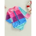 thumbnail image 3 of Suealasg Kids Girls One Piece Swimsuit 1T 2T 3T 4T 5T Little Girl Long Sleeve Zipper Romper Swimwear Child Girls Rash Guard Beach Bathing Suit, 3 of 8