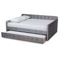 thumbnail image 3 of Baxton Studio Jona Modern Kids Wood Tufted Queen Size Daybed with Roll Out Trundle, Grey, 3 of 11