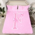 thumbnail image 2 of Manfei Letter F Monogrammed Bed Sheets,Pink Sparking Print King Sheets,Cute Bow Bowtie Sheet Set For Child,Microfiber Room Decorative,4-Piece, 2 of 7