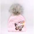 thumbnail image 1 of Gorro con pompón para bebé y niño, gorro con estampado floral de mariposa para recién nacido, a la moda, 1 of 4
