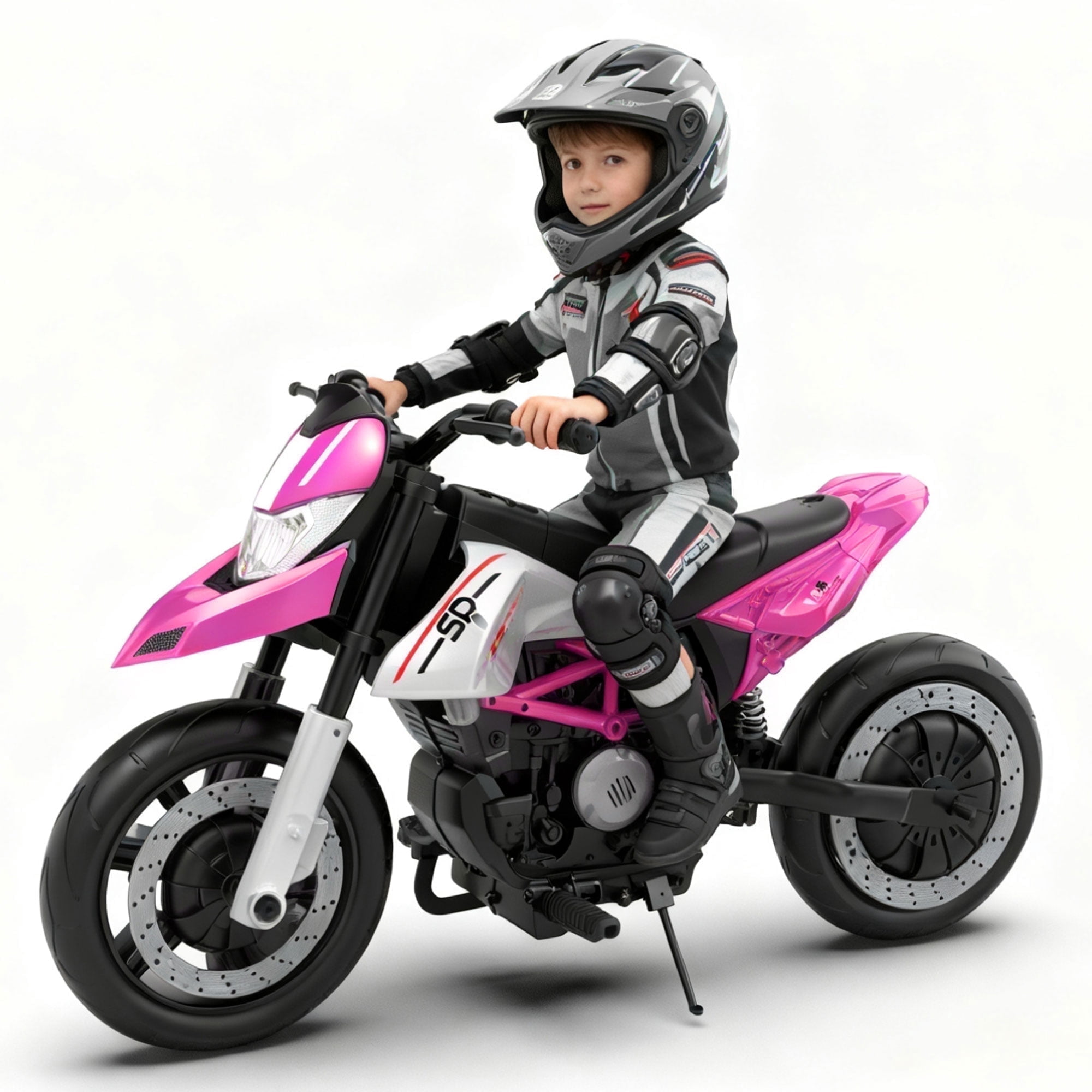 Xuanlur 24V 9AH Electric Motorbike, 9 mph & 110lb Max, 200W Ride on Motorcycle for Big Kids w/EVA Tires, LED Lights & Power Display, 2 Speed, Bluetooth, Music, Electric Motorcycle for Ages 6+, Pink