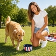 thumbnail image 7 of Aoznliie Dog Bowls, Patriotic Collapsible Woven Fabric Bowl with Carry Hook, 6x6x4 inch Portable Dog Water Bowl for Camping Walking, Red White Blue, 7 of 7