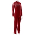 thumbnail image 2 of MSemis Kids Girls Athletic Full Body Jumpsuit Figure Ice Skating Gymnastics Leotard Burgundy 8, 2 of 7