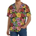thumbnail image 3 of Vsdgher Daisies Flowers Print Men's Wrinkle Free Untucked Cuban Shirt Business Casual Button Down Shirts Short Sleeve Shirt, 3 of 7