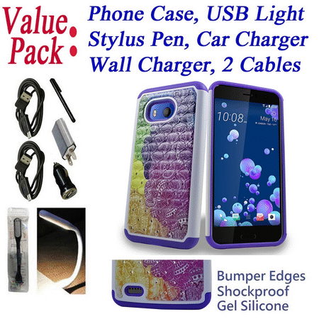 ~Value Pack~ for HTC OCEAN U11 Case Phone Case Dual Layer Hybrid Hard Back Bling Diamond Slim Shock Bumper Cover Cotton Candy