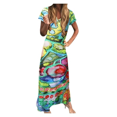 

Sleeve Neck Print Color V Fashion Daily Dress Block Loose Size Plus Short Women Women s Dress Spaghetti Strap Skater Dress for Women Womens Summer Dresses with Bra Casual Long plus Size Dresses for